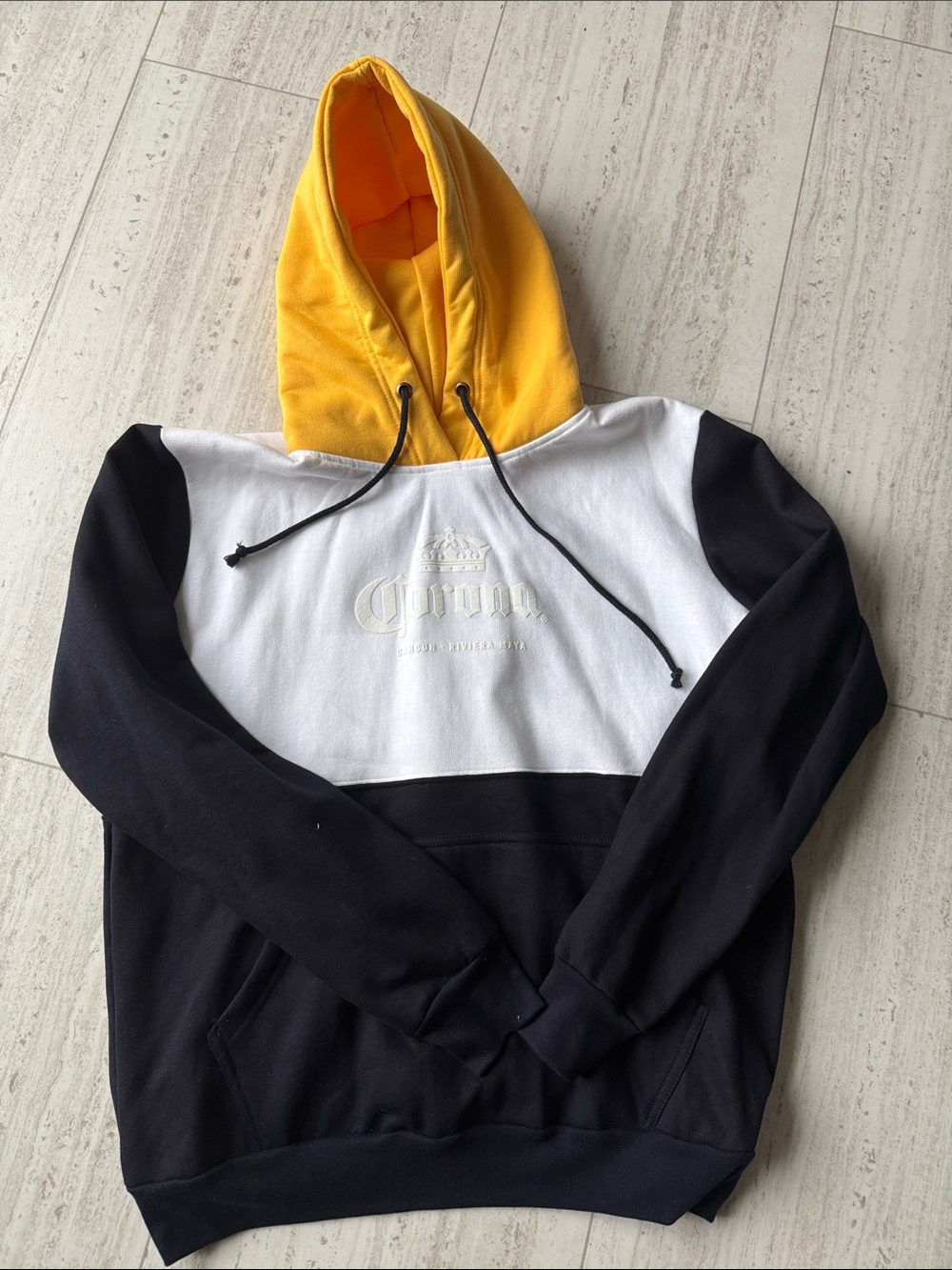 Corona Colorblock Hoodie in Yellow, White & Black